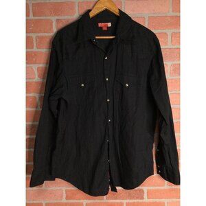 Guess Mens Snap Front Shirt Flap Pockets Long Sleeve Black Size L Retro Western